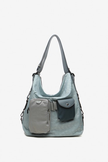 Women's nylon blue backpack-bag