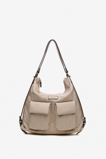Women's kamel backpack-bag with print