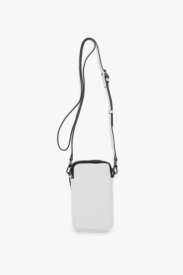 White leather mobile phone bag