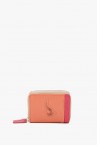 Women\'s small leather wallet with die-cut logo in orange