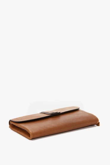 Women's large cognac leather wallet