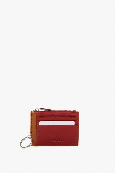 Women's red leather card holder