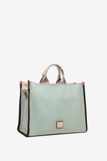 Women's shopper bag in green fabric