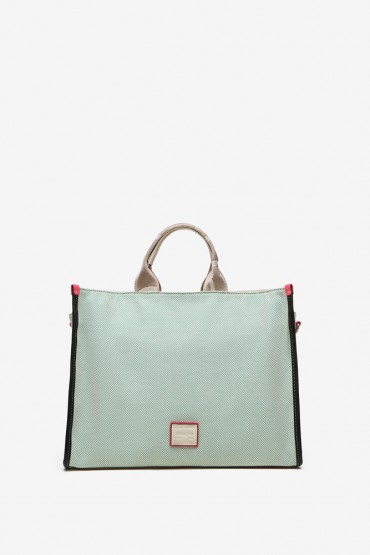 Women's shopper bag in green fabric