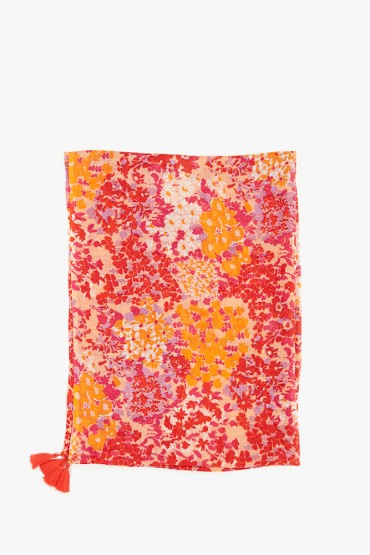 Pañuelo de mujer con estampado floral mini rojo