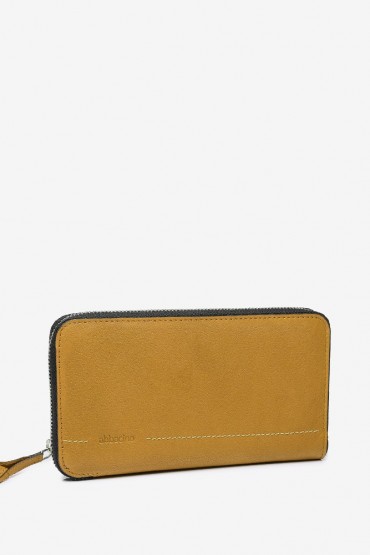 Women's large wallet in yellow leather