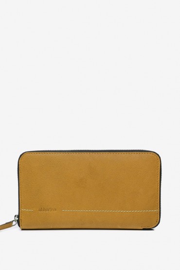 Women's large wallet in yellow leather