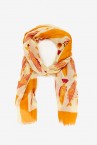 Women\'s scarf with fish print in yellow