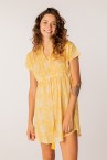 Beach dress with yellow tropical print