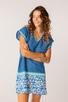 Women\'s cotton kaftan with turquoise print