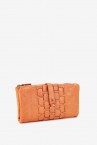 Women\'s large wallet in orange braided leather