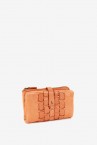 Women\'s medium wallet in orange braided leather