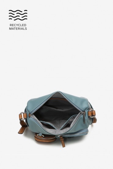 Women's crossbody bag in blue recycled materials