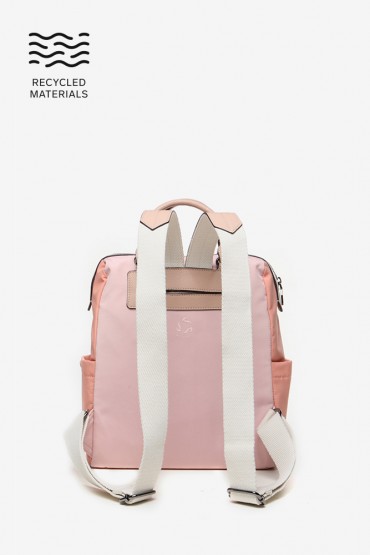 Women's backpack in pink recycled fabrics