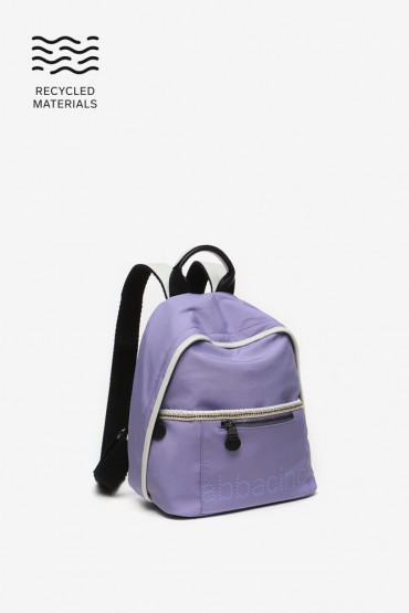 Women's backpack in lavender recycled fabrics
