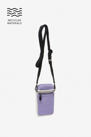 Mobile phone bag in lavender recycled fabric