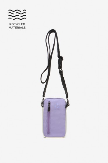Mobile phone bag in lavender recycled fabric