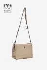 Women\'s satin shoulder bag in beige recycled materials
