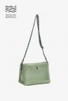Women\'s satin shoulder bag in green recycled materials
