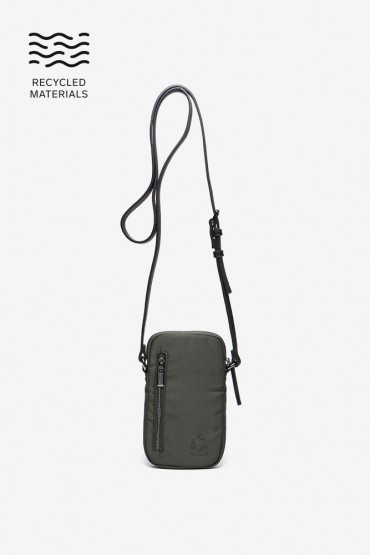 Women's green mini phone bag in recycled materials