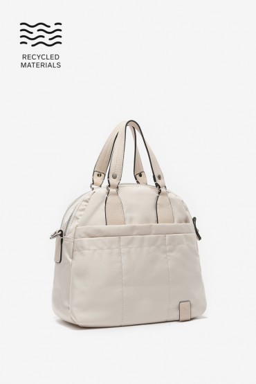 Women's beige bowling bag in recycled materials