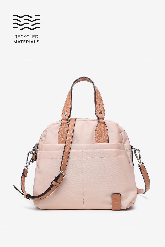luxe london mixed material satchel