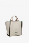 Women\'s shopper bag in beige fabric
