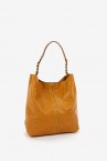 Women\'s amber leather hobo bag with braided handle