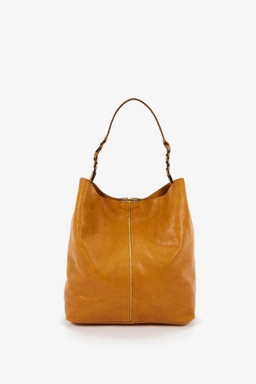 Women's amber leather hobo bag with braided handle