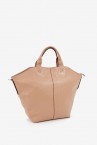 Women\'s beige leather shopper bag