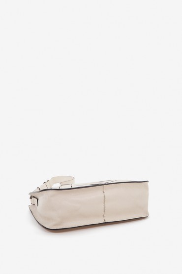 Women's crossbody bag in beige die-cut leather