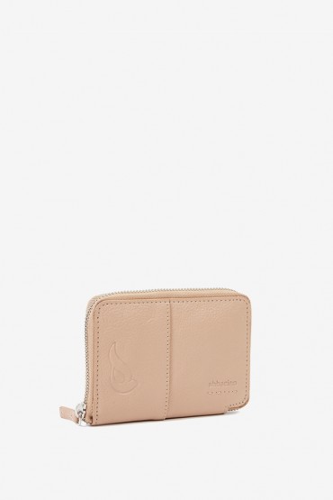 Women's medium beige leather wallet