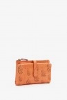 Women\'s medium wallet in orange die-cut leather