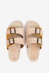 Women\'s flat esparto sandal in beige tones