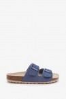 Woman\'s flat sandal in blue suede