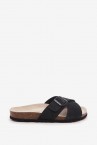 Women\'s flat sandal with buckle in black