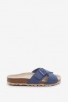 Women\'s flat sandal with buckle in blue