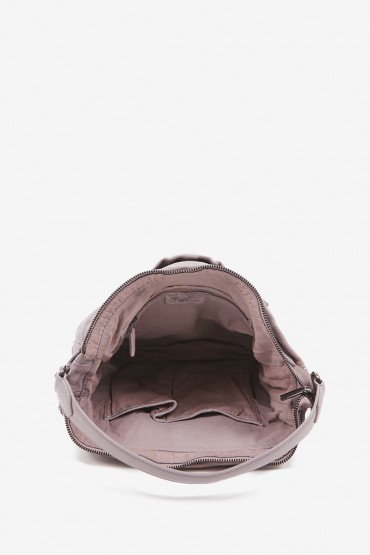 Women's hobo bag in lavender die-cut leather