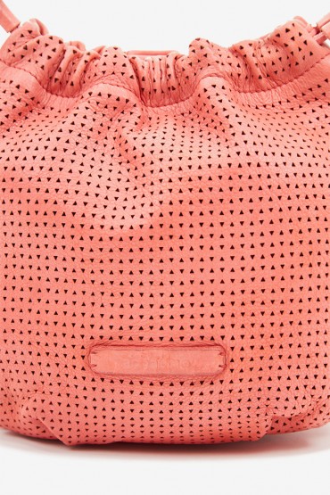 Women's crossbody bag in koral die-cut leather