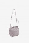 Women\'s crossbody bag in lavender die-cut leather