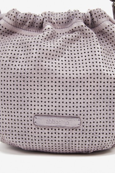 Women's crossbody bag in lavender die-cut leather
