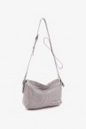 Women\'s crossbody bag in lavender die-cut leather