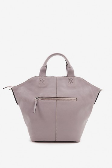 Women's lavender leather shopper bag