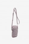 Mobile phone bag in lavender die-cut leather