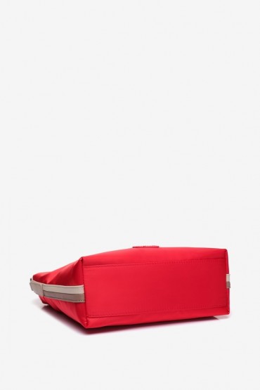 Red nylon hobo bag