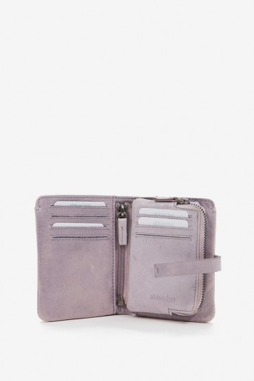 Women's small wallet in lavender die-cut leather