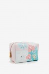 Women\'s large leather cosmetic bag with floral print