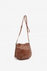 Women\'s crossbody bag in cognac die-cut leather