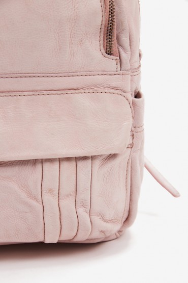 Women's backpack in pink washed leather