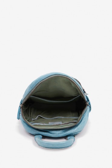 Women's backpack in blue washed leather